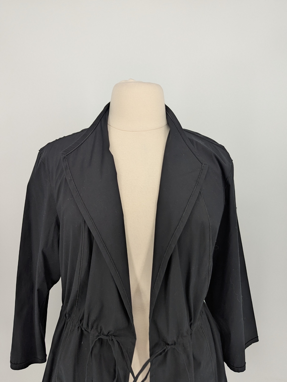 00072 Lafayette 148 NY Poplin Trench Jacket Black size 3X preppy minimalist - Picture 3 of 9